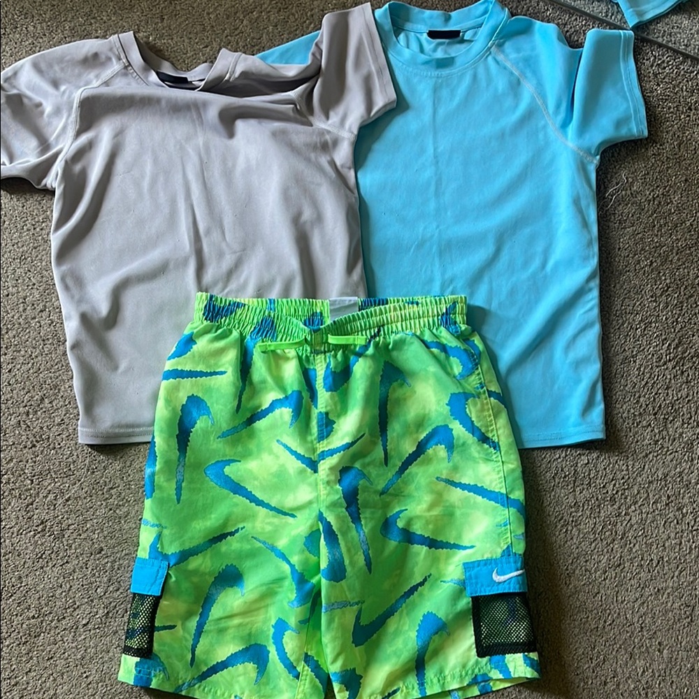 Nike Blue and Green Rashguard Swimwear